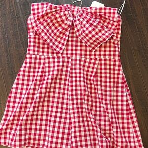NWT Altar'd State Red Gingham Tube Romper M